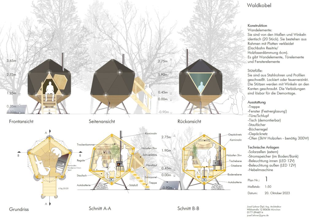 Die Platonische Liebe, ein Tinyhouse für den modernen Nomaden. Ein Minimalhaus für eine Person für das Leben unter freiem Himmel. Autark ohne auf vieles zu verzichten zu müssen.